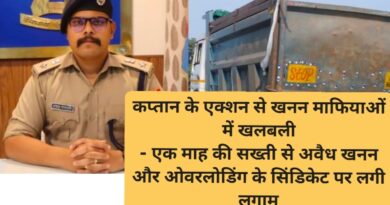 कप्तान के एक्शन से खनन माफियाओं में खलबली – एक माह की सख्ती से अवैध खनन और ओवरलोडिंग के सिंडिकेट पर लगी लगाम